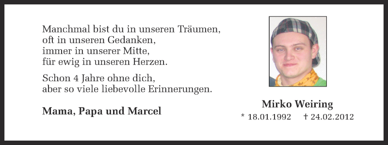  Traueranzeige für Mirko Weiring vom 24.02.2016 aus Ruhr Nachrichten und Halterner Zeitung