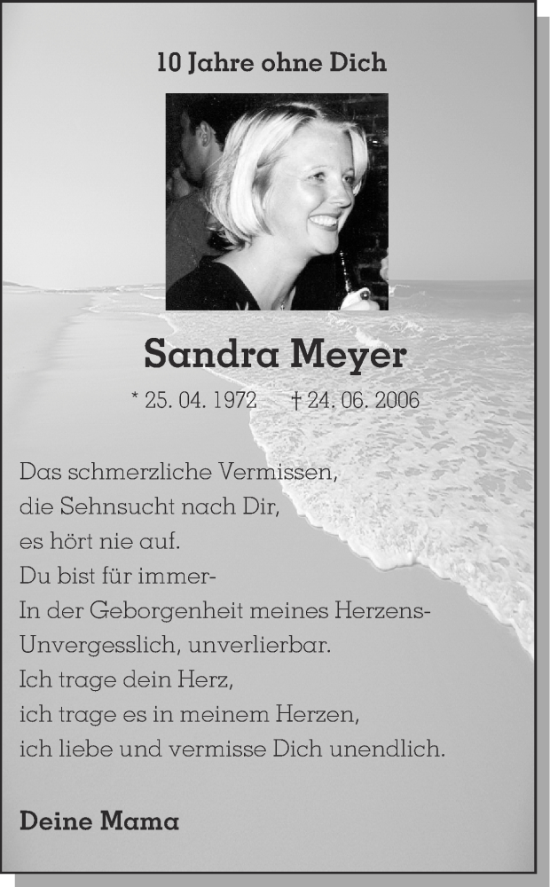  Traueranzeige für Sandra Meyer vom 24.06.2016 aus Ruhr Nachrichten
