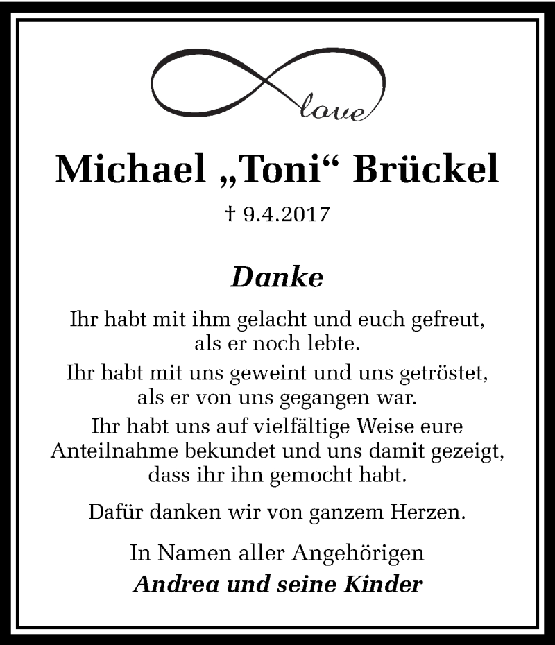  Traueranzeige für Michael Brückel vom 20.05.2017 aus Ruhr Nachrichten