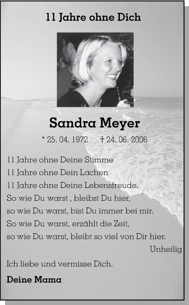  Traueranzeige für Sandra Meyer vom 24.06.2017 aus Ruhr Nachrichten