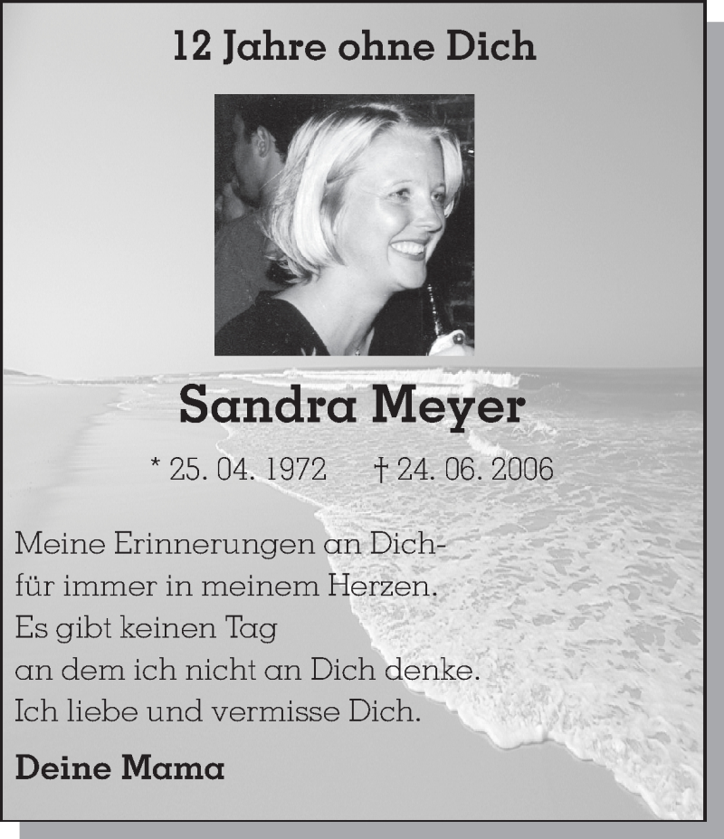  Traueranzeige für Sandra Meyer vom 23.06.2018 aus Ruhr Nachrichten