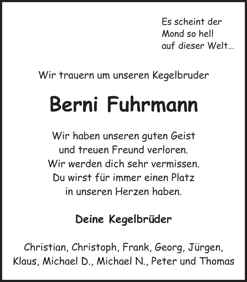  Traueranzeige für Bernd Fuhrmann vom 26.02.2015 aus Ruhr Nachrichten
