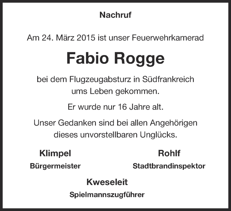  Traueranzeige für Fabio Rogge vom 03.04.2015 aus Ruhr Nachrichten und Halterner Zeitung