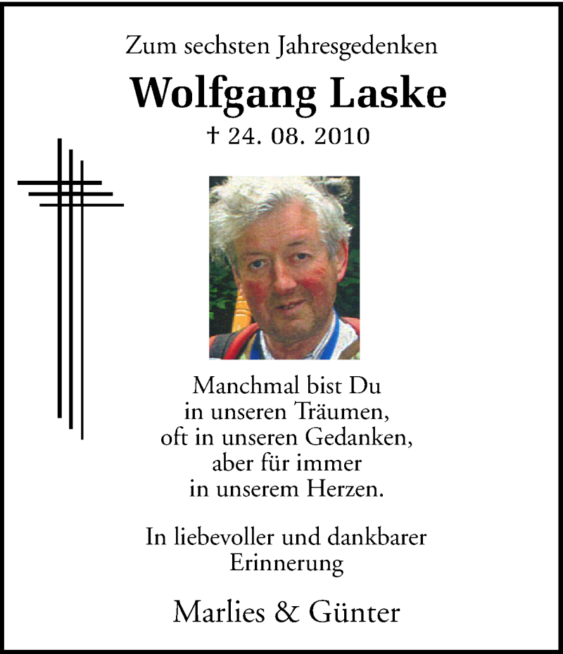  Traueranzeige für Wolfgang Laske vom 26.08.2016 aus Ruhr Nachrichten